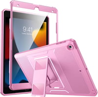 MoKo Virágmintás Rózsaszín iPad Tok - Beépített Képernyővédővel és Állvánnyal, iPad 9/8/7 Generációhoz (10.2"), Ütésálló Védelem 1