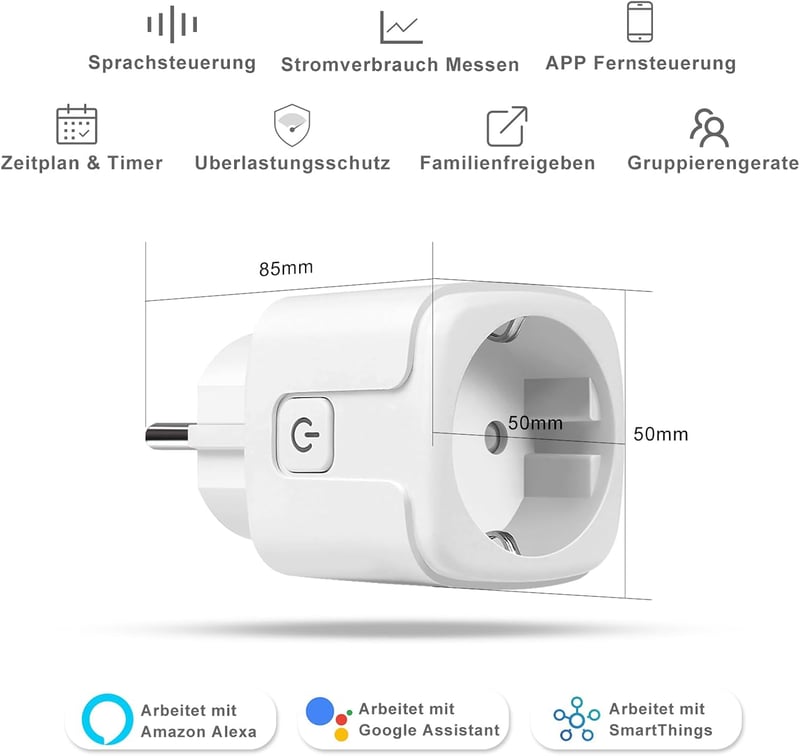 CNBINGO WiFi Okos Konnektor 4 db-os Szett Áramfogyasztás Méréssel - Alexa és Google Asszisztens Kompatibilis, Időzíthető Mini Dugalj, Hangve