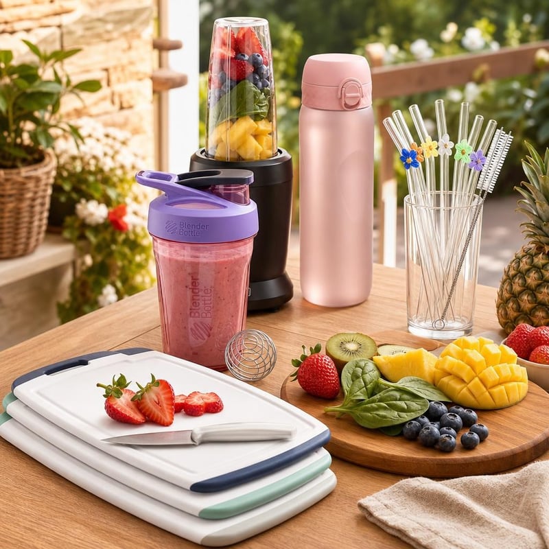 Smoothie-kaland csomag: személyi turmixgép + 680 ml shaker + 3 db vágódeszka + 750 ml kulacs