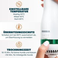KUUBIA 2 az 1-ben Kutyaszárító és Öntisztító Kefe - 300W Kisállat Hajszárító Kis és Közepes Kutyáknak, Macskáknak, Állítható Hőmérséklettel 3