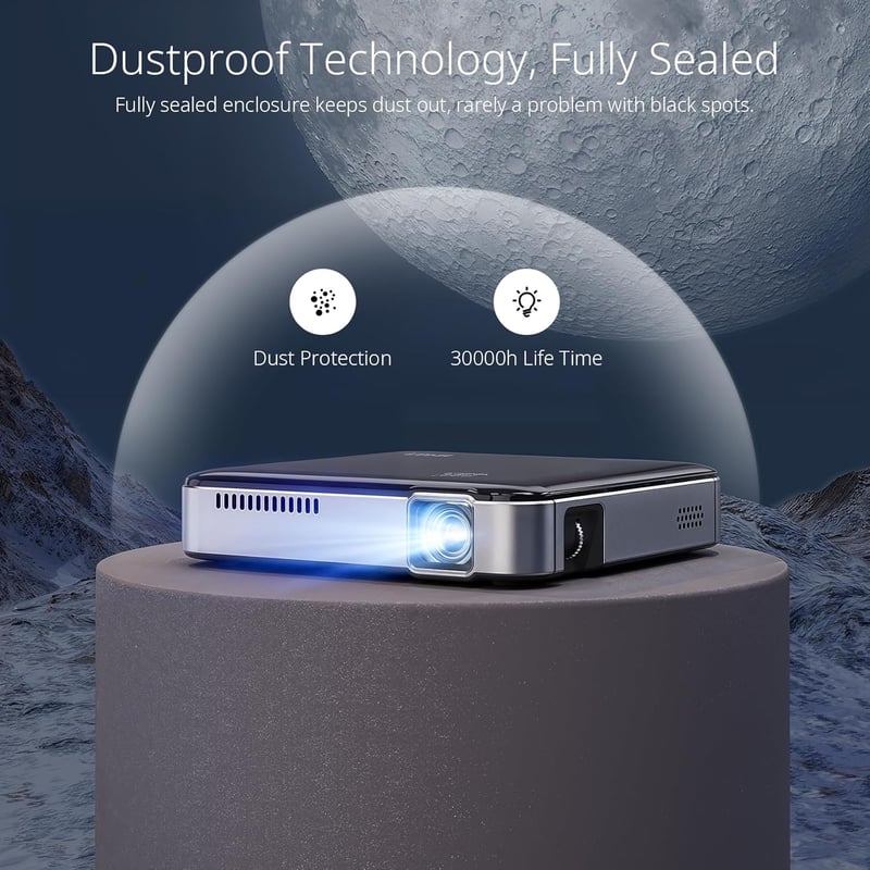 YOTON Y200 Hordozható DLP Mini Projektor Beépített Akkumulátorral, 1080P Full HD Támogatás, Porálló Vetítő Kültéri/Otthoni Mozihoz, Laptop é