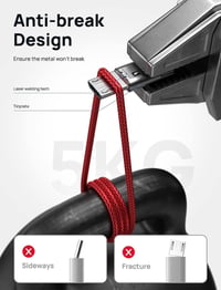 JSAUX 2m-es Piros Micro USB Gyorstöltő Kábel, 2db Szett 3