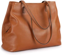 S-ZONE Valódi Bőr Női Táska - Nagy Méretű Shopper Válltáska 13" Laptoptartóval 1
