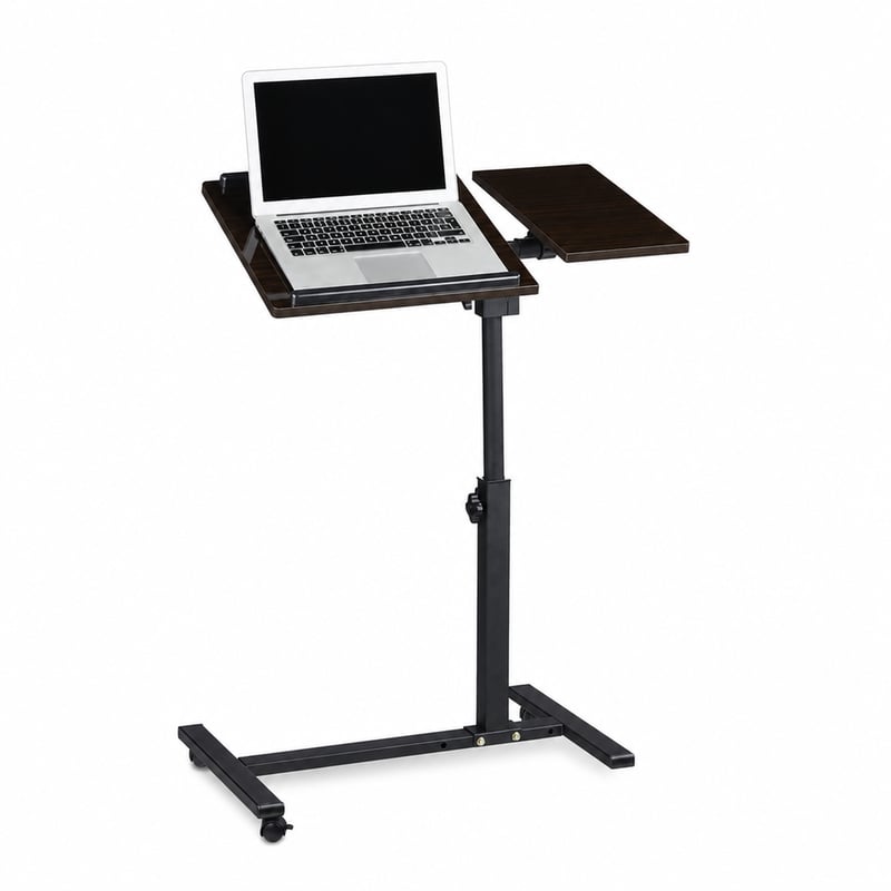 Relaxdays Podesivi stol za laptop s kotačićima, 95x60x40 cm, s policom za miš, lijevi i desni — nedostaje jedan kotačić (stanje: vidi 2. sliku)