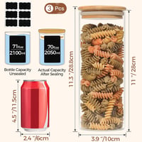 Comsaf 2200ml-es légmentes kerek üveg tárolóedény szett, 3 db-os 2