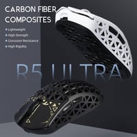 ATTACK SHARK R5 Ultra Szénszálas Gamer Egér, 39g Szuperkönnyű, 8000Hz Vezeték Nélküli, 42000 DPI, Bluetooth/2.4G/Vezetékes, Fehér 3