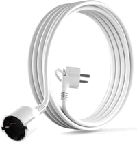 MutecPower 3 méteres lapos csatlakozós hosszabbító kábel, 90° fokos Schuko dugóval, földelt, 250V 16A, IP20 - fehér 1