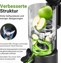 AOBOSI Slow Juicer 126 mm Extra Széles Adagolónyílással - Egész Gyümölcsök Préselésére, Erőteljes Motorral, Hármas Szűrőrendszerrel, Fekete 9