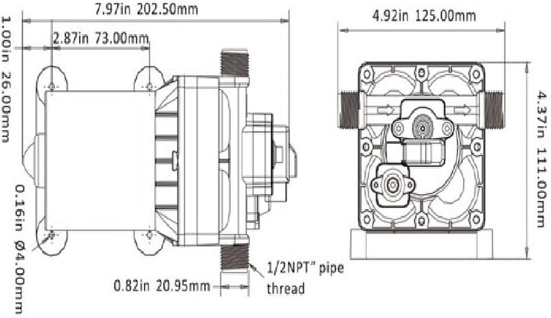 LightEU 12V Nyomáspumpa -11.3l/3,8bar Vízszivattyú Hajókhoz, Lakókocsikhoz, Kempingezéshez - Automatikus Indítás/Leállítás, Túlmelegedés 