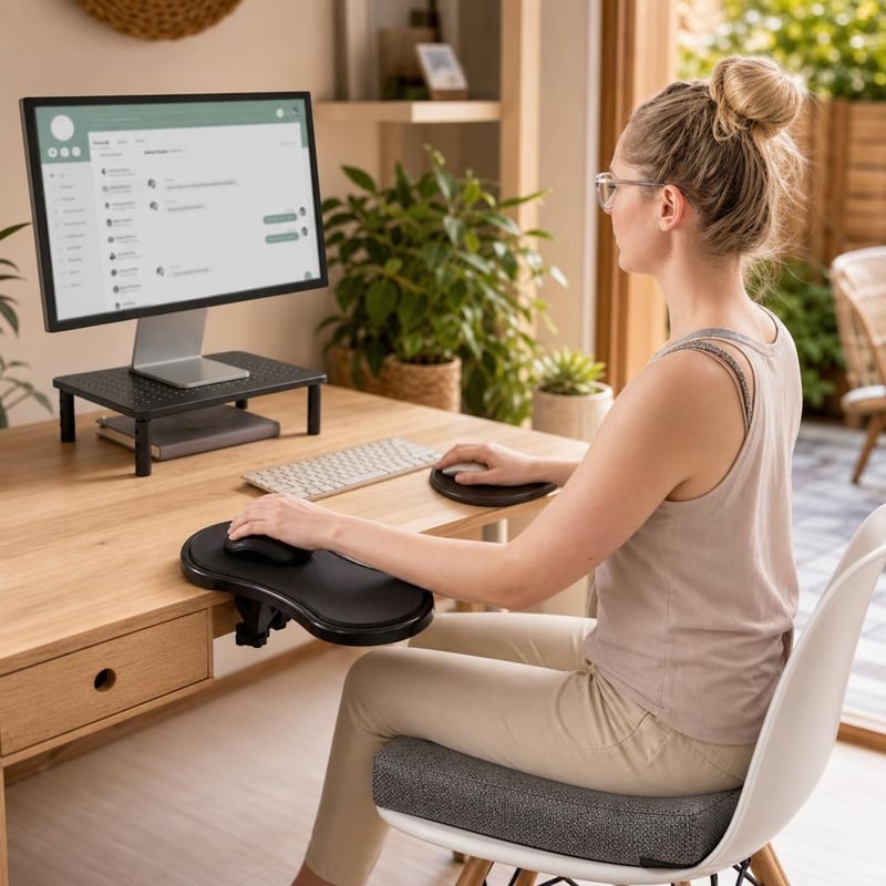 Ergonomický kancelársky balík: 1× opierka + 1× stojan na monitor + 1× ortopedický vankúš