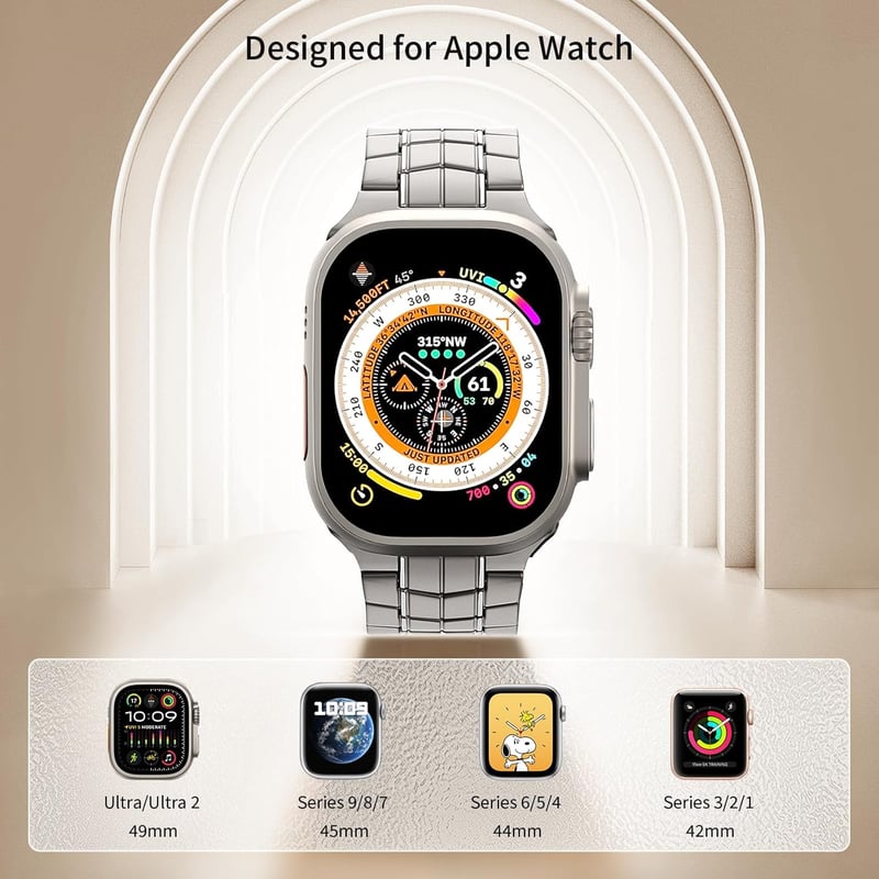 TiMOVO Titán Szíj Apple Watch 49/45/44/42mm - Levehető Férfi Fémcsat