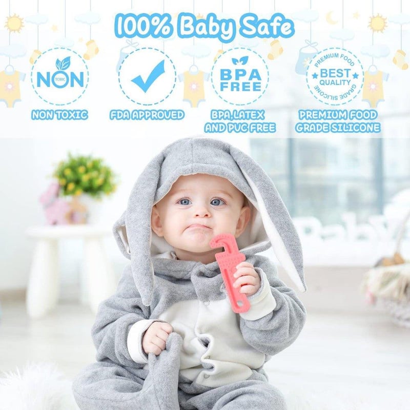 Hűthető Szilikon Rágóka Babáknak 4 Színben - BPA-mentes, 0-24 Hónaposoknak