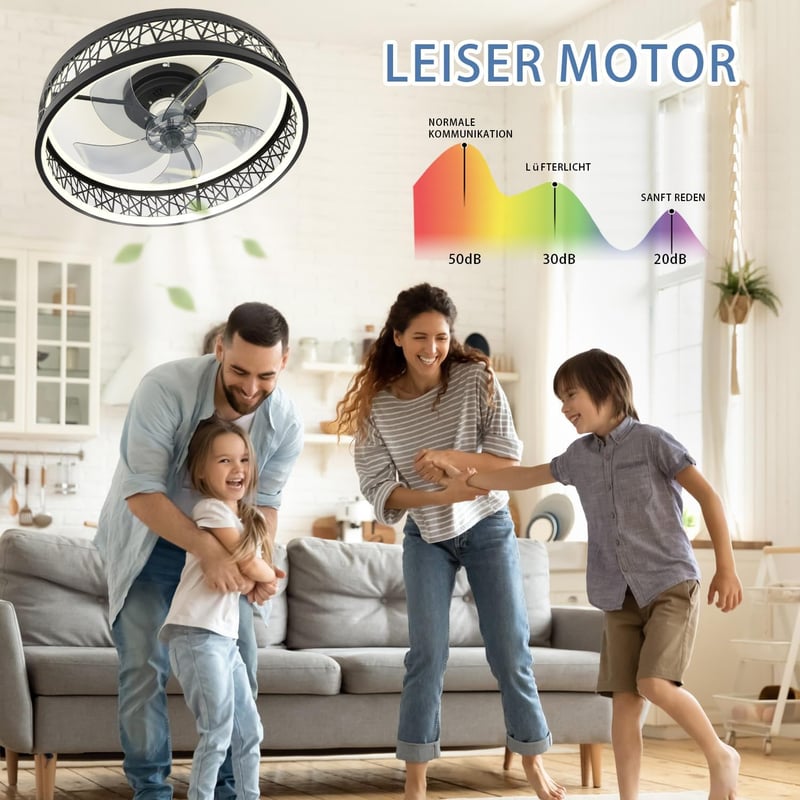 MiiR Modern Mennyezeti Ventilátor LED Világítással - 60W Távirányítós Csendes Lámpa, 6 Sebességgel, Fényerőszabályzós, Nappali és Hálószoba,