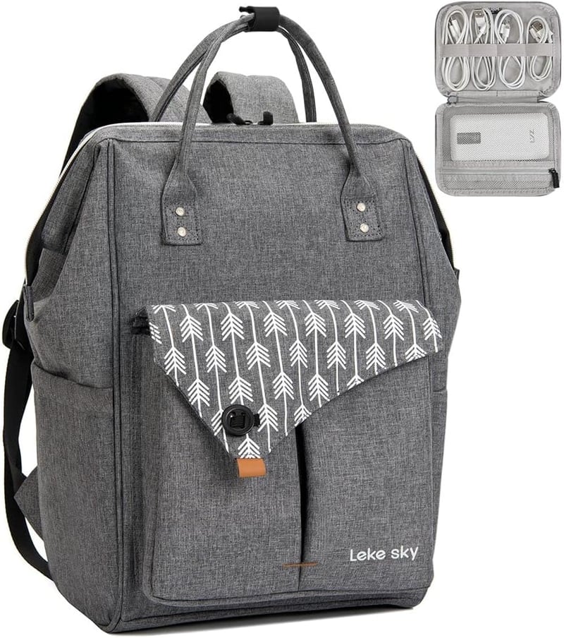Lekesky női hátizsák 15,6"-os laptoptartóval, kábelrendezővel - Szürke