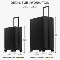 LEVEL8 Elegance matt fekete bőrönd szett - 40L és 105L keményfalú, TSA záras utazóbőrönd 2