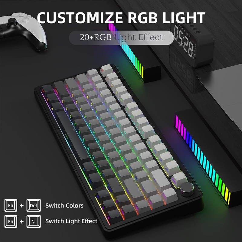 AJAZZ x Attack Shark X85 Mechanikus Gamer Billentyűzet, 75% Vezeték Nélküli, 5 Rétegű Hangtompítás, PBT Billentyűk, RGB, Hot-Swap, PC/Mac