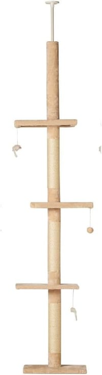 Runesol Mennyezetig Érő Macska Kaparófa, 245-288 cm, Állítható Magasságú, Bézs 1