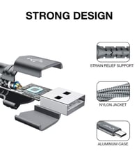 JSAUX Mikro USB Kábel Szett 2m 2db Szürke 6