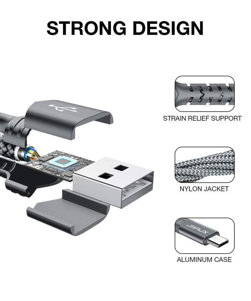 JSAUX Mikro USB Kábel Szett 2m 2db Szürke