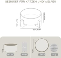SpunkyJunky Nagy Kerámia Kutyatál Bambusz Állvánnyal - 1,8L, Szürke 4