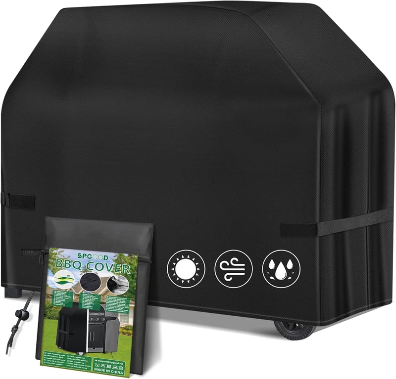 SPGOOD Grillhuzat 165x71x122 cm - Vízálló 420D Oxford Anyagú BBQ Védőtakaró Gázgrillhez, Időjárásálló, Szakadásmentes Ponyva Állítható Tépőz