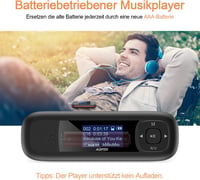 AGPTEK 8GB Mini MP3 Lejátszó FM Rádióval és Hangrögzítővel, Fekete-Piros 8