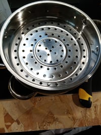 3-dielna súprava hrncov na varenie v pare Premier Housewares so sklenenou pokrievkou, nehrdzavejúca oceľ, 22 cm, strieborná – použitý tovar, poškriabaný vnútrajšok (stav: pozri 2. obrázok) 3