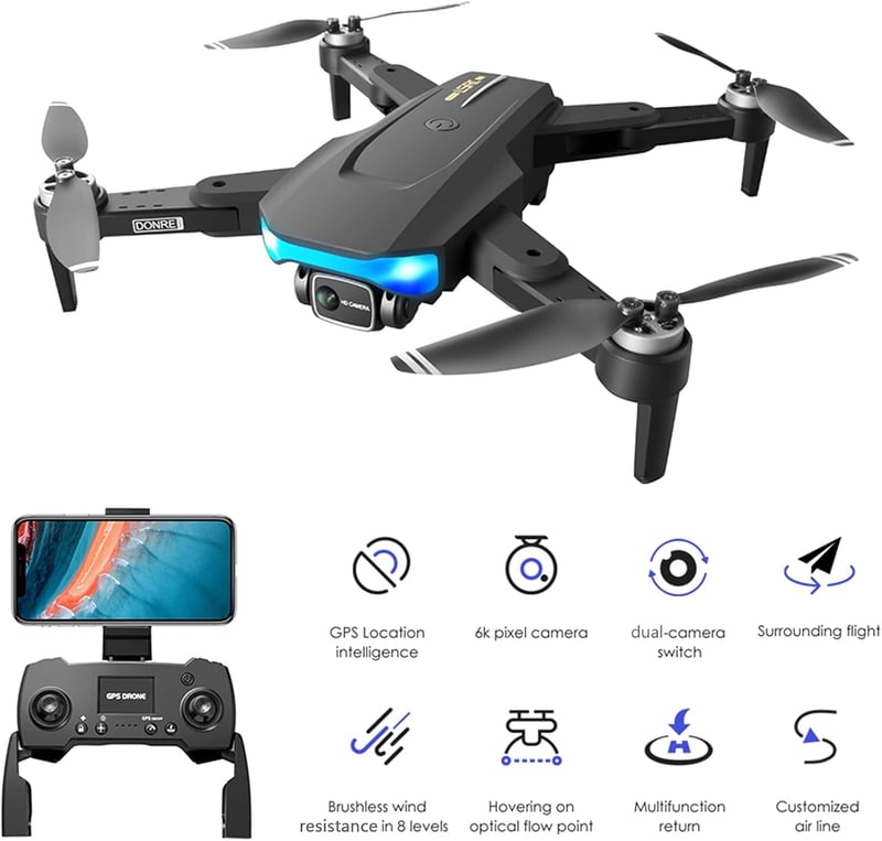 Goolsky LS-38 GPS Drón 6K Kamerával - 5G Wifi, Kefenélküli Motor, Stabilizált Gimbal, FPV Quadcopter, Intelligens Követés, 2 Akkumulátor, Há