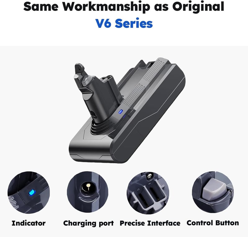 Dyson V8 porszívó 6000mAh-s kompatibilis akkumulátor - Absolute, Animal, Fluffy modellekhez