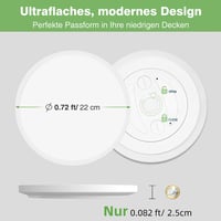 zemty LED Mennyezeti Lámpa Radar Mozgásérzékelővel, 19W 4000K, 1800LM, IP44 Vízálló, Kerek Lapos Fali Lámpa Folyosóra, Garázsba, Erkélyre 4