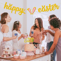 Glitteres arany "Happy Easter" húsvéti dekoráció szett 7