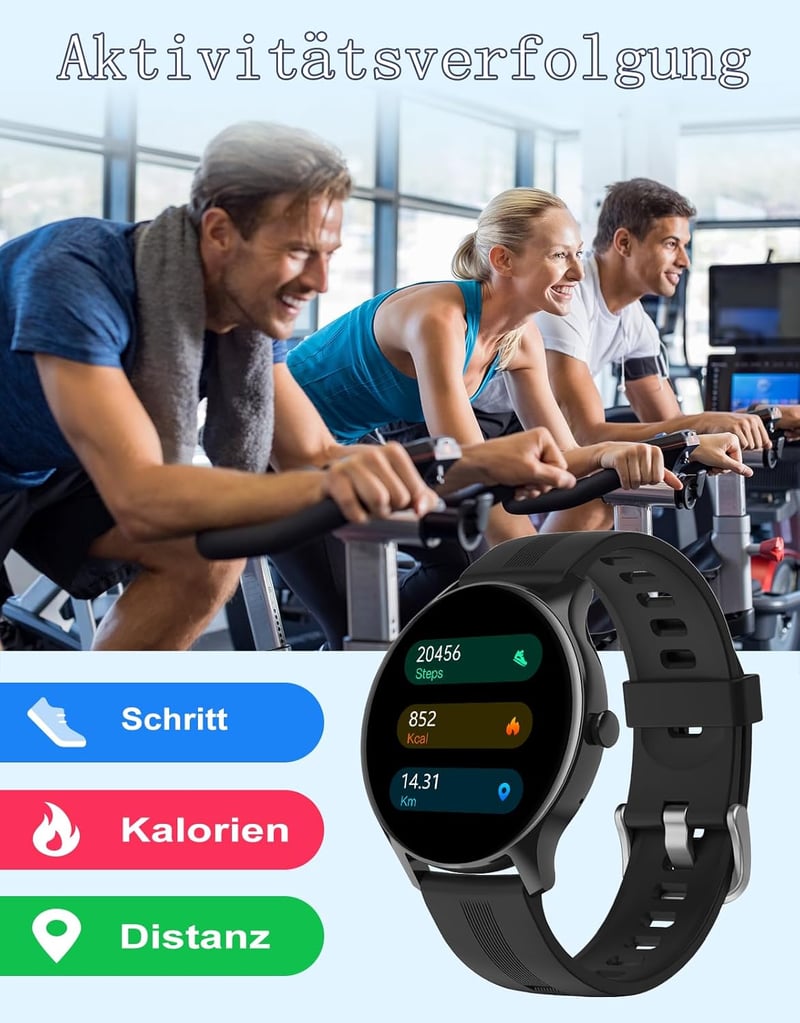 HUAKUA Okosóra Telefonálási Funkcióval, Bluetooth Hívás, SpO2 Mérés, Pulzusmérő