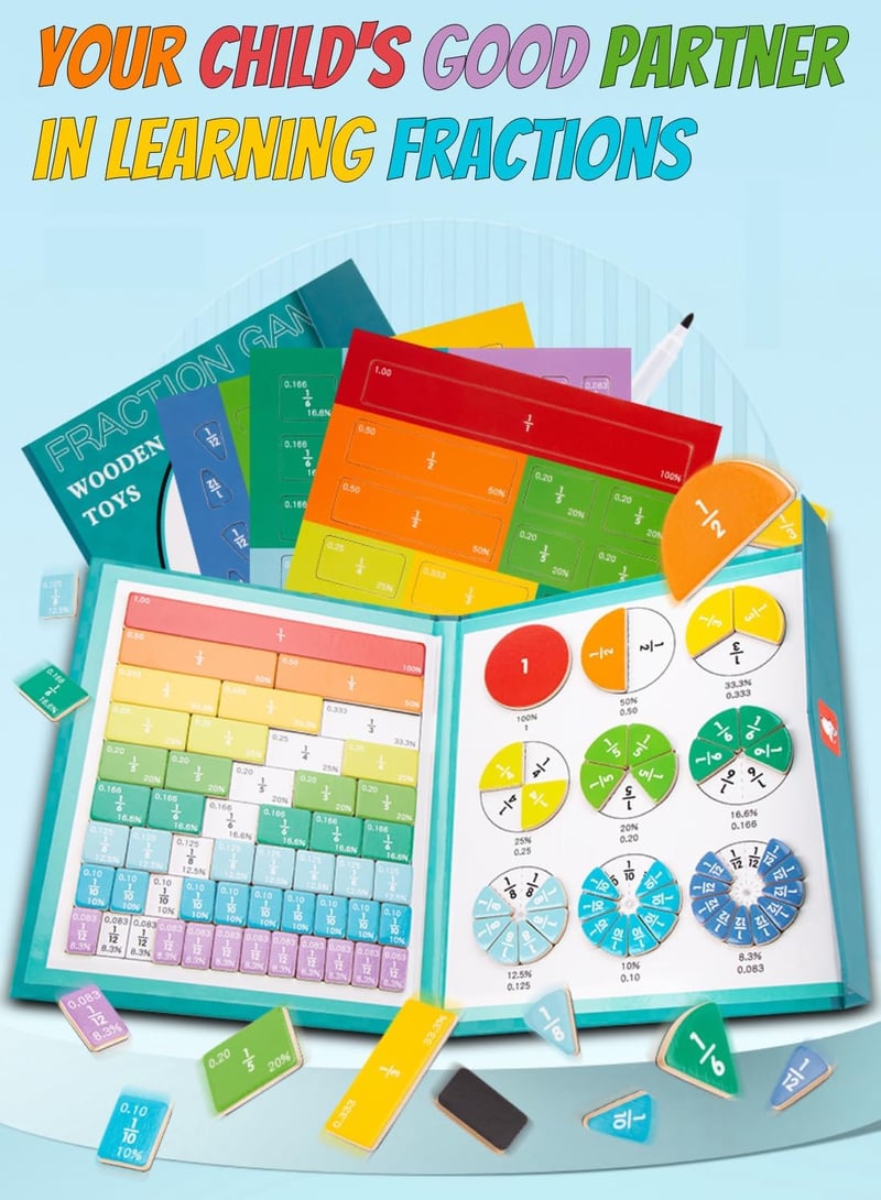 BLOOOK Mágneses Montessori Törtek Készlet - Matematikai Oktatóeszköz Általános Iskolásoknak