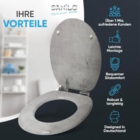 Sanilo Ovális WC Ülőke Beton Mintázattal - MDF Fa Hatású Toalett Tető Soft-Close Mechanizmussal, Stabil Zsanérokkal, Egyszerű Szereléssel 2