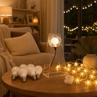 Čarolija tople svjetlosti: 6x E27 LED žarulja + staklena lampa + svjetlosni niz s timerom 1