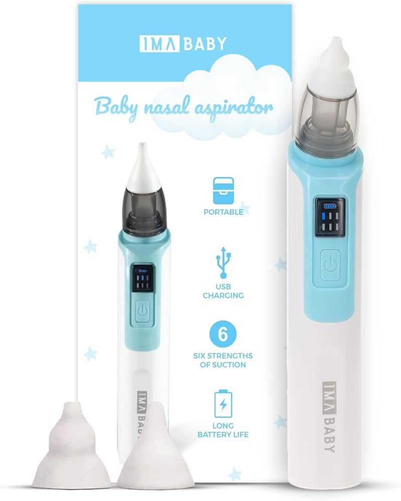 IMA BABY Újratölthető Elektromos Orrszívó Kék - 6 Fokozatú, 2 Fejjel