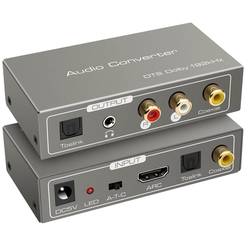 VEDINDUST HDMI ARC Adapter - Digitális-Analóg Audio Konverter SPDIF Koaxiális Optikai RCA Kimenettel, 3.5mm Jack, TV Hangkivezetés Erősítőhö