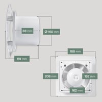 Vent Systems 150 mm Elektromos Fürdőszobai Ventilátor Időzítővel - Alacsony Zajszintű Elszívó Falra, Mennyezetre - Konyhai, Garázs Szellőzte 6