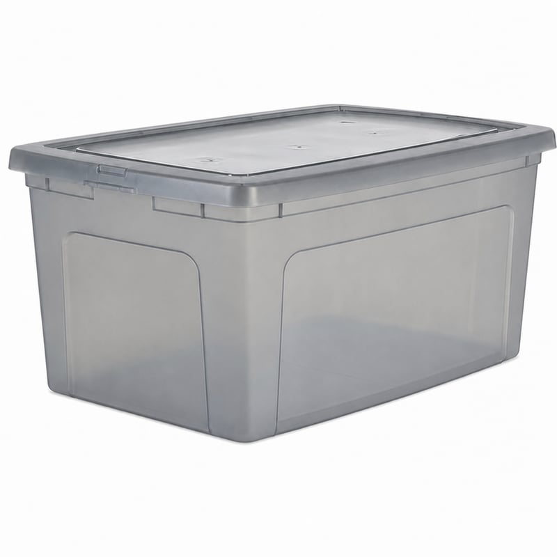 Úložný box Iris Ohyama MCB-50, 50 l, sivý, s vekom, stohovateľný, plastový, 1 ks, do skrine, na police, na hračky, na obuv