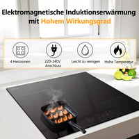 DELITEER Beépíthető Indukciós Főzőlap 4 Zónával - 3500W, 59cm, Dugóval, Biztonsági Zárral, Digitális Kijelzővel, Üvegkerámia Felülettel 3