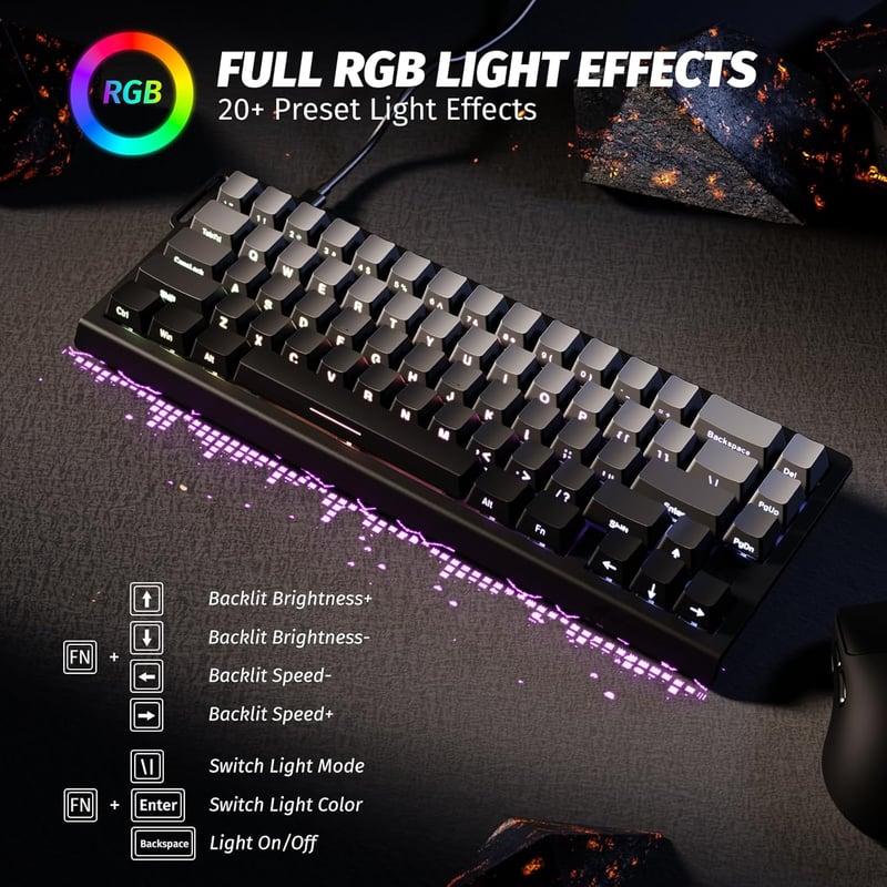 ATTACK SHARK X68 HE 8000Hz Gyors Mechanikus Gamer Billentyűzet, 0.01mm Pontosság, RGB Háttérvilágítás, Mágneses Kapcsolók, 60% Kompakt, PC/M