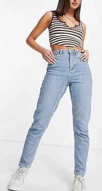 Topshop High Rise Mom Stílusú Farmer, Bleach Blue Színben W30 L30 EUR 40 2