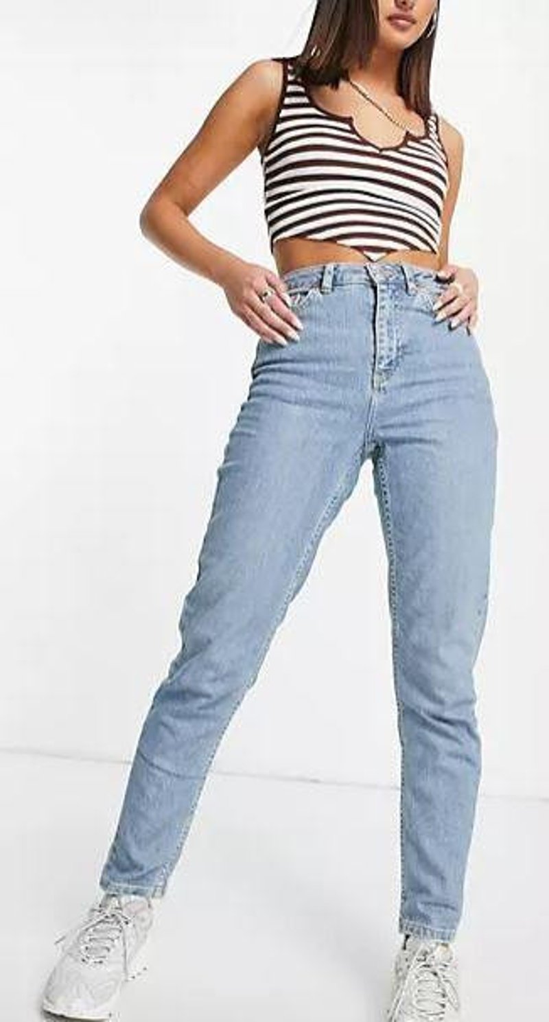 Topshop High Rise Mom Stílusú Farmer, Bleach Blue Színben W30 L30 EUR 40
