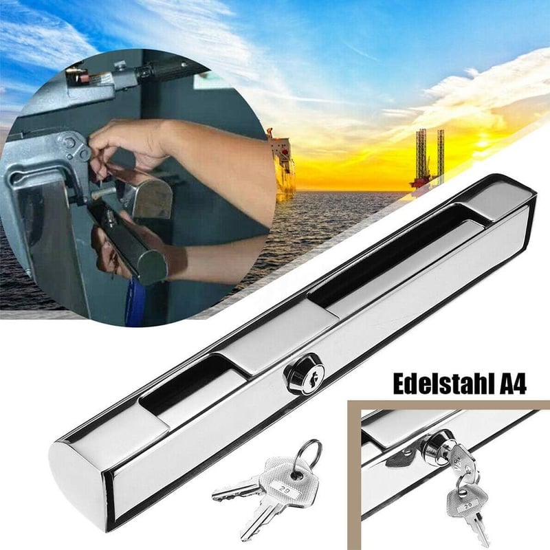 ANAJOY Rozsdamentes Acél Csónakmotor Zár 2 Kulccsal - Univerzális Lopásgátló Yacht/Motorcsónak/Horgászcsónak Külmotorokhoz (Ezüst)