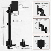 Putilsen Mount Monitortartó 24-57" Képernyőkhöz - Állítható Magasságú Asztali Monitorállvány, 27kg Teherbírás, VESA Kompatibilis, Fekete 6