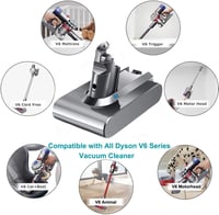 Dyson V6 6000mAh pótakkumulátor + 2 szűrő - Kompatibilis DC58-74, SV03-09 modellekhez 6