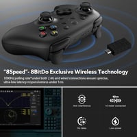 8Bitdo Ultimate 2 Vezeték Nélküli Kontroller PC és Android Eszközökhöz - MTR Joystick, RGB Fények, Állítható Ravaszok, Töltőállomás, Fekete 3