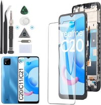 RongZy LCD Kijelző Realme C20/C11/C21 2021 RMX3231 Telefonokhoz - Érintőképernyős Digitalizáló Csereképernyő Kerettel, Szerszámokkal (Fekete 1