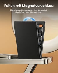 ProtoArc XK04 Összecsukható Kompakt QWERTZ Bluetooth Billentyűzet PU Bőrtokkal - Hordozható Mini Utazó Klaviatúra iPad iPhone Mac Android Wi 3