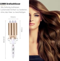 Reyke 22mm-es Háromcsöves Hajgöndörítő - Állítható Hőmérsékletű Hullámosító Vas Gyors Felfűtéssel Rövid és Hosszú Hajhoz 3